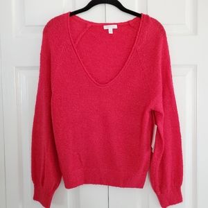 NEW Abound Watermelon Pink Plunging V-neck Sweater